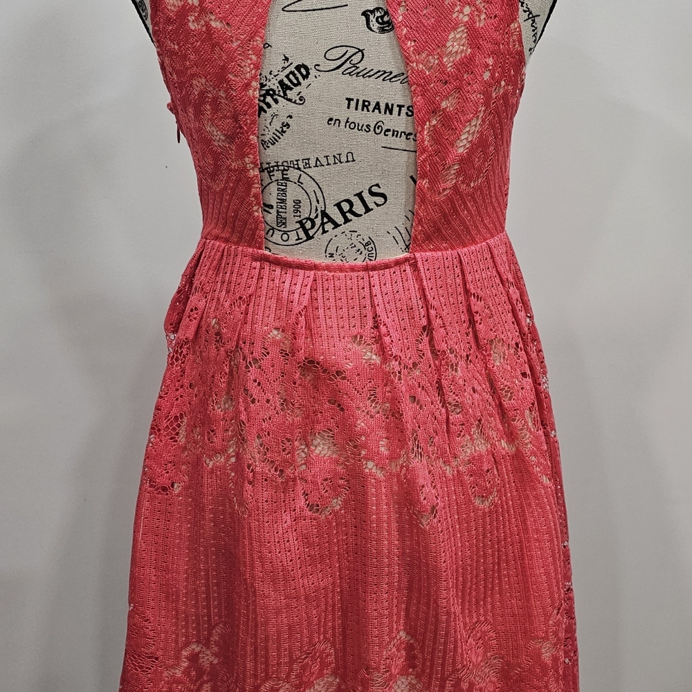 FREE PEOPLE CORAL LACE SUNDRESS - SZ 2 - EUC - Picture 8 of 8